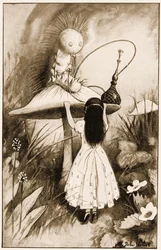 Il Bruco e Alice si guardarono, illustrazione per Le avventure di Alice nel Paese delle Meraviglie di Lewis Carroll, 1901